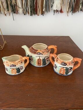 Hand-Painted Cottage Teapot Set